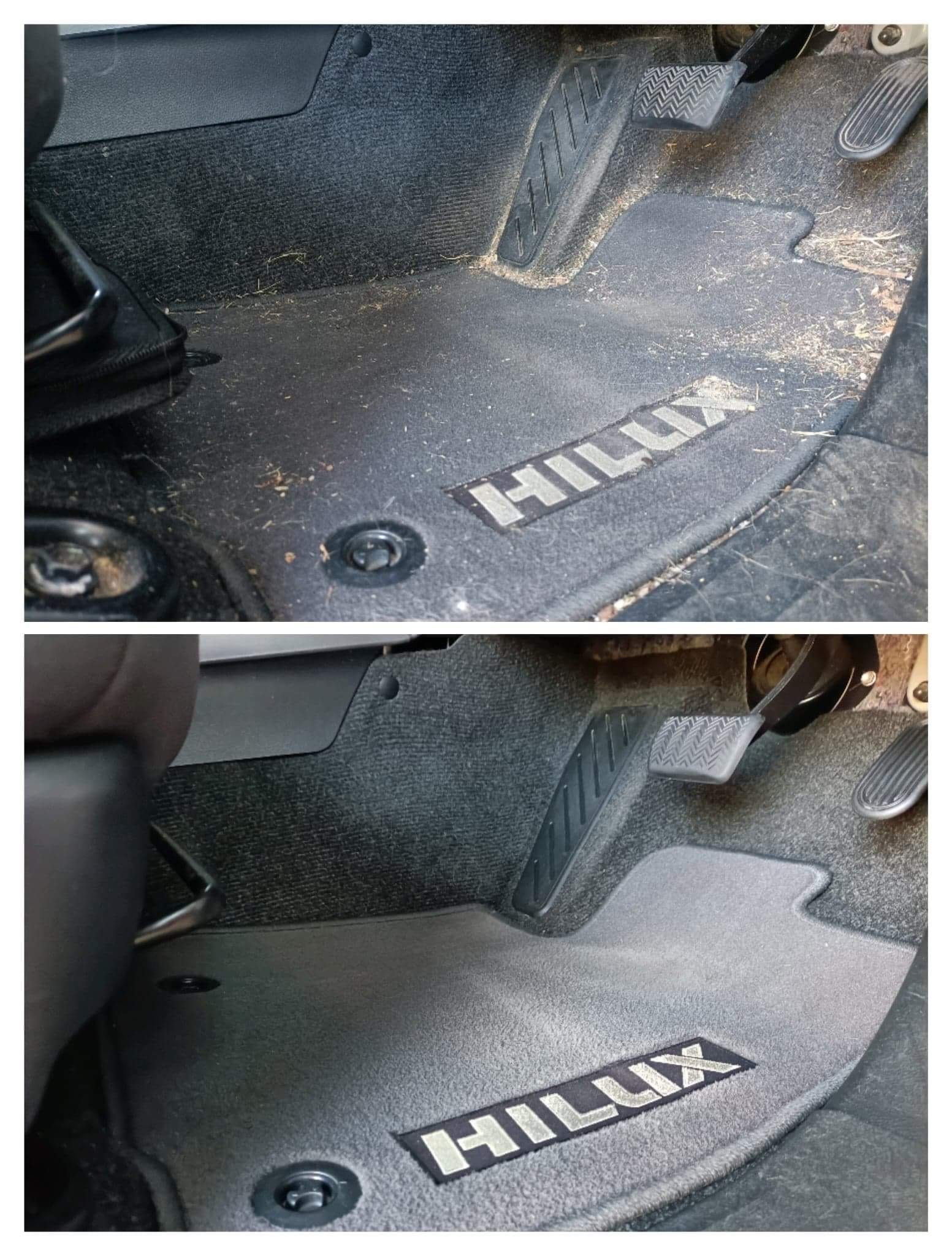 Toyota HiLux carpet before and after interior detail by JRC Detailing